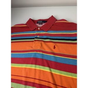 Vintage 90's Polo Ralph Lauren Short Sleeve Colorful Striped Shirt Size Large
